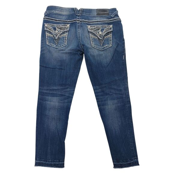 Vigoss The New York Skinny Embellished Jeans Womens Size 11/12 Length 28 Raw Hem - Picture 2 of 9